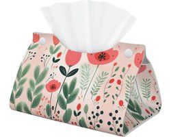 Decoratieve Tissue Box Cover in Pastel Roze en Groen - Esthetische Lederen Tissue Box Houder voor Badkamer, Vanity Tafel en Kantoor, Grappige Thuis Decoratie en Organizer