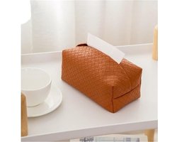 Decoratieve Tissue Box Cover van PU Leer, Woven Tissue Box Organizer voor Badkamer, Woonkamer en Kantoor - Stijlvol en Functioneel Accessoire