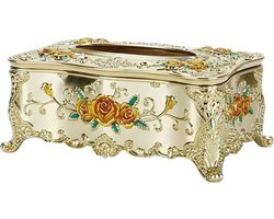 Decoratieve Tissue Box - Papieren Handdoekdispenser - Ruimte Decoreren - Europees Houtsnijwerk - 23 x 12.5 cm - Goud