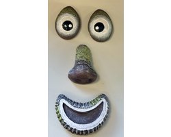 Decoratieve tuin wanddecoratie "gezicht" - meerkleurig - hoogte 24 cm - polyresin - Te plaatsen aan de wand/muur/boom - Woonaccessoires - Tuinaccessoires