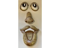 Decoratieve tuin wanddecoratie "gezicht" - meerkleurig - hoogte 30 cm - polyresin - Te plaatsen aan de wand/muur/boom - Woonaccessoires - Tuinaccessoires