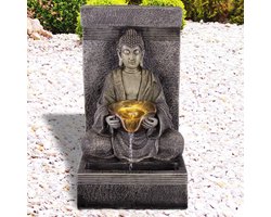 Decoratieve Tuinfontein - Binnenfontein Waterval - Terras Balkon Tuin - Verlicht Stromend Water - 30x32x51cm - Steen