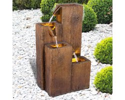 Decoratieve Tuinfontein - Waterpartij Buiten - Tuin Balkon Terras - Geïntegreerde LED Verlichting - 26x18x48 cm