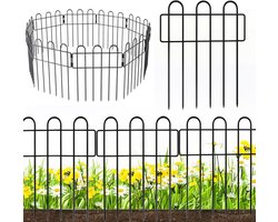 Decoratieve tuinomheining - Sierhekken set - Tuinranden creëren - Roestvrij metaal - 10 panelen - Zwart