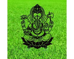 Decoratieve tuinpalen met Ganesha op Lotus, hindoe olifantenstandbeeld voor buiten, ideale tuinaccessoires en geschenk voor tuinliefhebbers 20 x 35 cm