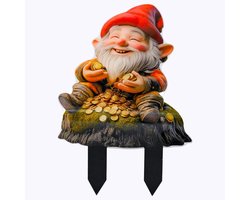 Decoratieve Tuinsteker met Feeëachtige Troll en Boek, Weerbestendige Tuinfiguur, 20 x 14.2 cm, Acryl Tuinsculptuur voor Buiten, Unieke Tuinaccessoires en Decoraties