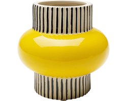 Decoratieve Vaas - Bloemenvaas Porselein - Woondecoratie - Handgemaakt Uniek Stuk - 16 cm Hoog - Geel