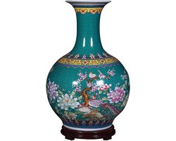 Decoratieve Vaas - Keramiek Bloemenvaas - Woonkamer Decoratie - Chinese Stijl - 21.6 Inch - Blauw Wit