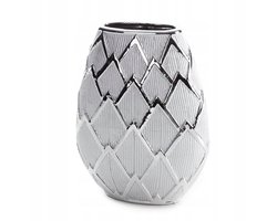 Decoratieve Vaas Saela 25x11x34 cm Zilverkleurig Keramiek