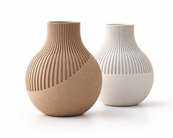 Decoratieve Vazen Set van 2 – 3D Geprint – Geribbeld Design – Moderne Japandi Woondecoratie