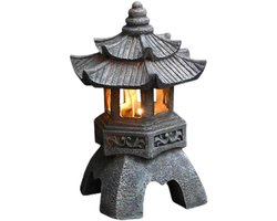 Decoratieve verlichting op zonne-energie, Zen-tuinaccessoires, vintage lantaarns, zonne-tuinverlichting, zonnepagode, buitenzonne-tuinverlichting, harstuinverlichting - 26 cm spitse stenen toren