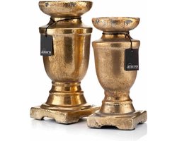 Decoratieve Verouderde Kandelaars 2-delig 28/32 cm Antiek Goud