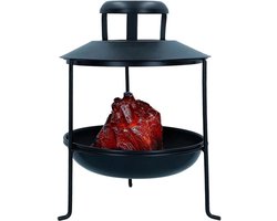 Decoratieve vuurschaal met ledverlichting - kolen - 22 x 30 x 22 cm (set van 2)