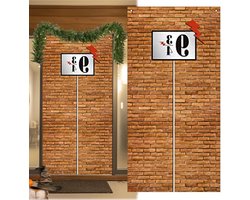 Decoratieve Wandbanner met Rode Bakstenen Achtergrond voor Platform 9 3/4 Feest en Verjaardag, Perfecte Deurdecoratie en Muurdecoratie