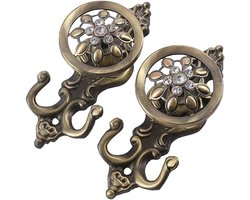 Decoratieve Wandhaak voor Gordijnen - 2 Stuks Zinklegering met Kristal - Multifunctionele Haak voor Slaapkamer, Badkamer en Keuken