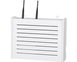 Decoratieve Wandkast voor Wifi Router en Mediabox - Wit Zwevend Opbergsysteem