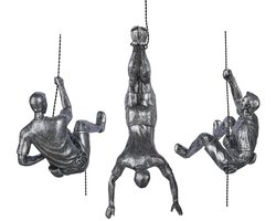 Decoratieve Wandkunst - Moderne Kletterer Sculptuur - Roestkleurig - Handgemaakt