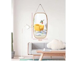 Decoratieve Wandspiegel met Bamboe Frame en Verstelbare Riem - Voor Hal, Badkamer en Slaapkamer