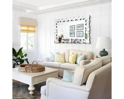 Decoratieve Wandspiegel met Glazen Lijst - Ongelijkmatige Spiegel met Facetrand voor Entree of Badkamer - 71 x 102 cm