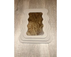 Decoratieve Wandspiegel met Organisch Golfdesign – MDF – Taupe – 27 x 37 cm