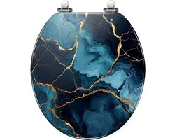 Decoratieve wc-bril - Hars toiletzitting - Badkamer opknappen - Stil sluitend scharnier - Universeel passend - Kintsugi marmer design