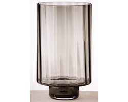 Decoratieve windlicht - Glazen lantaarn - Sfeervol Interieur - Europees handwerk - 30 cm hoog - Bruin rookglas