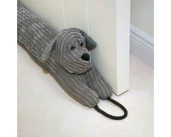 Decoratieve windstopper 106 cm voor deur en raam, gewogen dierlijke luchtdeur tochtstopper slang geluidsblokker voor onderkant van de deur met hangende lussen - grijze hond