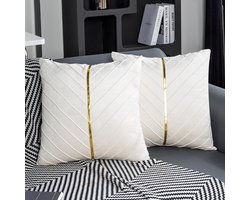 Decoratieve Zomerkussenhoezen - Set van 2 - Goud - Fluweel - 50 x 50 cm