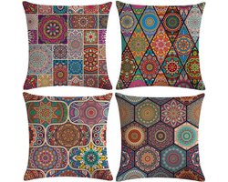 Decorative pillowcases, 45 x 45 cm, Moroccan style, for home and sofa, office, decorative cushion cover made of cotton linen, 45 x 45 cm
