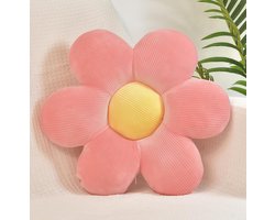 Decorative White Daisy Flower Cushion Throw Pillows - Aesthetic Preppy Room Decor for Bed Couch Chair 38cm (Pink)