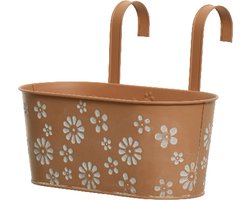 Decoris Bloembak ophangbaar - zink - 32 x 16 cm - terra bruin