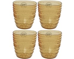 Decoris drinkbekers - Set van 4x stuks - kunststof - geel - 200 ml