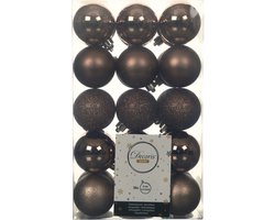 Decoris kerstballen - 30x st - walnoot bruin - D6 cm - kunststof - kerstversiering