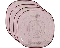 Decoris ontbijtbord - 6x - roze - 20,5 cm - kunststof - camping bord/servies