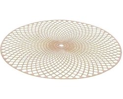 Decoris Placemat - goud - D38 cm - rond - polyurethaan leer - onderlegger - diner tafelversiering