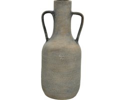 Decoris Vaas - fles model - terracotta - grijs - 19 x 45 cm - bloemenvaas