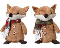 Decoris - Vos Staand Kerst - Set van 2 - H15 cm