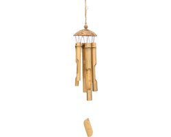 Decoris Windgong - van bamboe hout - D10 x H63 cm - voor buiten - geluid maker - windorgel