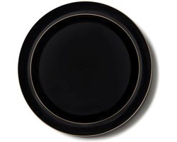 Decorline 20 Elegante Premium Herbruikbare Plastic Borden-Zwart met gouden rand Edge Collectie