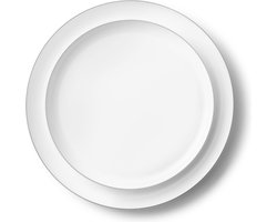 Decorline- 20 Premium herbruikbaar feestservies set -Wit met Zilver rand-Edge Collectie . Duurzaam serviesset voor voor Kerstmis,Bruiloften, Verjaardagen, Feesten en Evenementen.