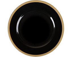 Decorline- 4 x Premium herbruikbaar kunstof Onderbord set Zwart met gouden rand - 33 cm