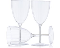 Decorline - 48 wijnglazen van premium kunststof, transparant, herbruikbare cocktailglazen voor bruiloften en feestjes, 200 ml.