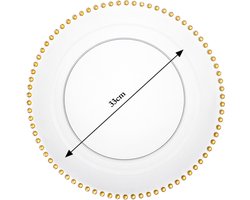 Decorline - 6 x Kunstof Onderborden- Transparant/Goud - Decoratieve Kerstborden Ø 33 cm -Stijlvol herbruikbaar transparant goud dineronderbord met een elegante gouden geparelde rand.