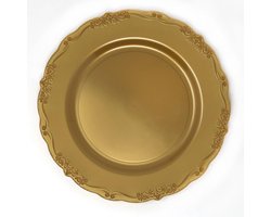 Decorline- Elegante plastic herbruikbare gouden bordenset,Casual collectie, hoogwaardig vintage servies, Chinese look, serviesset voor alle gelegenheden, 40-delig Servies Set, Goud .