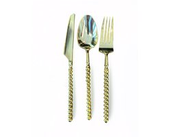 Decorline- Pearl Collection Bestekset 36-delig – Goud – Luxe Kunstof Bestek voor 12 Personen