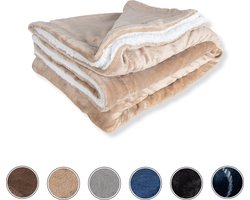 DecoSence® Fleece deken 150x200 cm - Fleece Plaid - Plaids - Ecru Beige - Grand Foulard Bank - Extra Dik