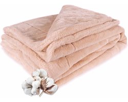 DecoSence® Plaid Bont 155x220 cm - Deken Imitatiebont - Deken Faux Fur - Fleece Plaid - Abrikoos - Fleece Deken -Heerlijk als Dekbed