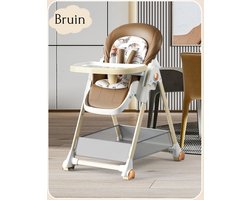 Decotopia - Kinderstoel - Babystoel - In Hoogte Verstelbaar - Afneembaar Blad - Verstelbare Rugleuning - Bruin