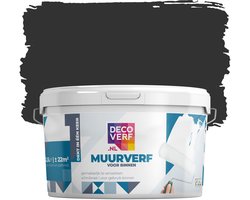 Decoverf muurverf mat nachtzwart, 2.5L