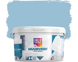 Decoverf muurverf mat ochtendblauw, 2.5L